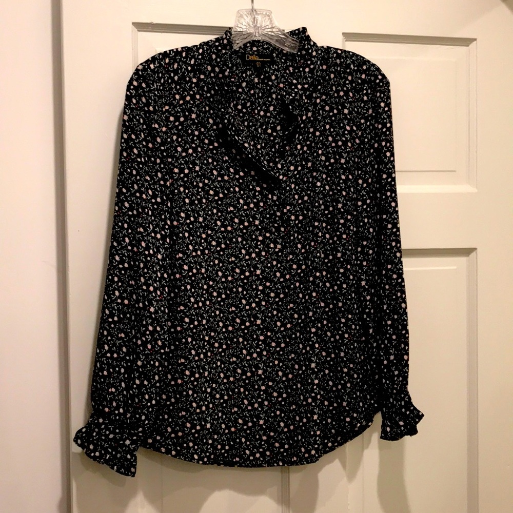 Dalia Black Mini-Floral Blouse